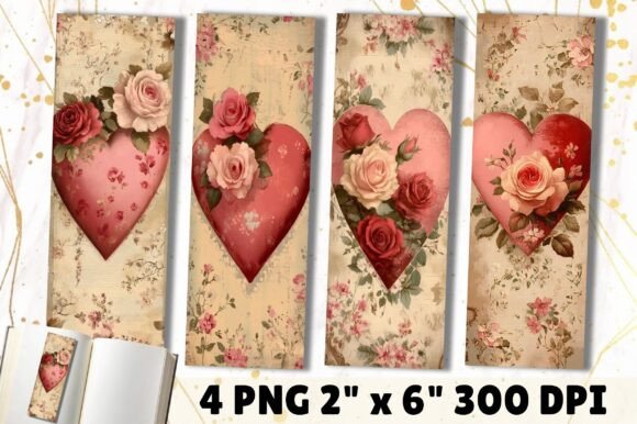 Vintage Purple Heart Bookmark Design vintage heart bookmark printable