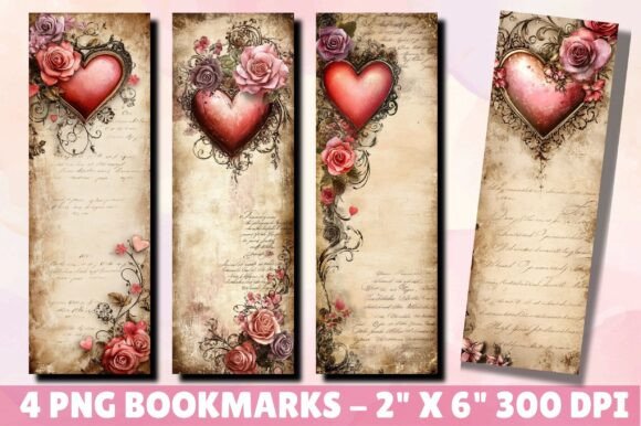 Vintage Pink Heart Bookmark Design vintage heart bookmark printable