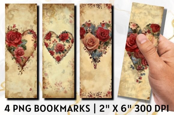 Vintage Valentine's Pink Heart Bookmark vintage heart bookmark printable