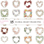 Luxurious Floral Heart PNG Collection vintage heart frame png transparent wedding