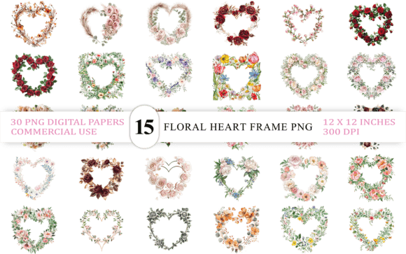 Luxurious Floral Heart PNG Collection vintage heart frame png transparent wedding