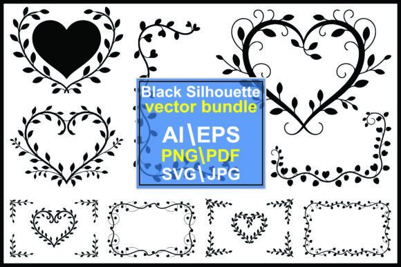Black Floral Heart and Frame Decorative vintage heart frame png transparent wedding