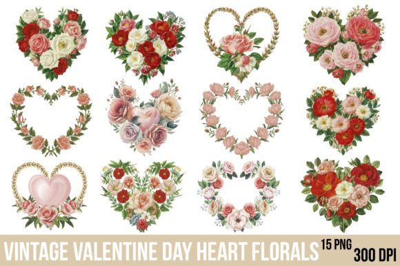 Vintage Valentine Day Heart Florals PNG vintage heart frame png transparent wedding