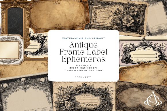 Antique Frame Label Ephemeras vintage label frame png border design