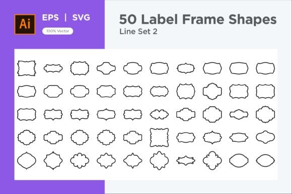 Label Frame Shape 50 Set vintage label frame png border design