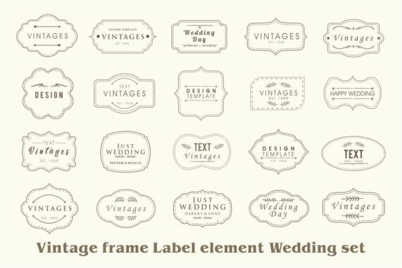 Vintage Frame Label Element Wedding Set vintage label frame png border design