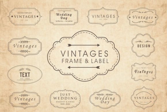 Vintage Frame Label Element Wedding Set vintage label frame png border design