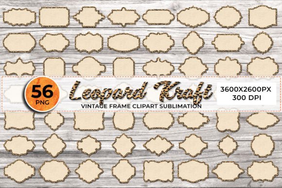 Leopard Kraft Vintage Frame Tags Label vintage label frame png border design