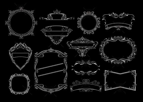 Set of Antique Frame Whiskey Label vintage label frame png border design