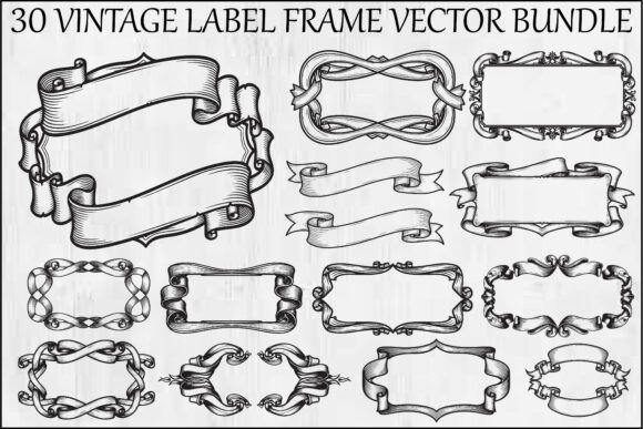Vintage Label Frame Vector Bundle Vol. 3 vintage label frame png border design