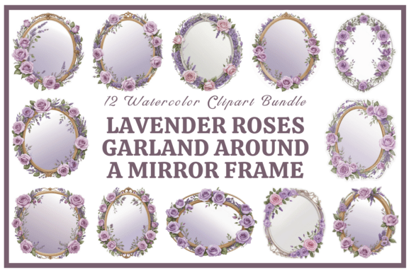 Mirror with Lavender Roses Garland Pack vintage jewelry mirror frame antique