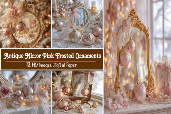Antique Mirror Pink Frosted Ornaments vintage jewelry mirror frame antique