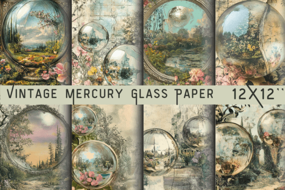 Vintage Mercury Glass Paper vintage jewelry mirror frame antique