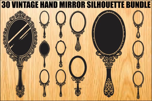 Vintage Hand Mirror Silhouette Bundle vintage jewelry mirror frame antique
