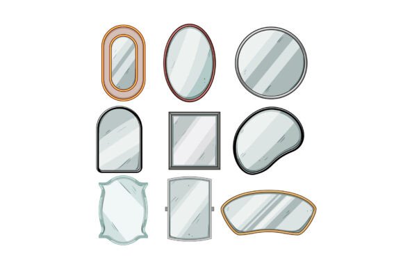 Wall Mirror Set Cartoon vintage jewelry mirror frame antique