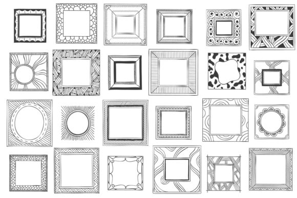 Square Hand-drawn Frames vintage jewelry mirror frame antique