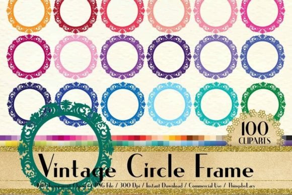Vintage Circle Frame Clip Arts PNG vintage jewelry mirror frame antique