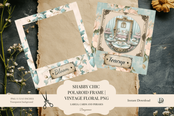 Shabby Chic Polaroid Frame PNG Set vintage polaroid frame png transparent