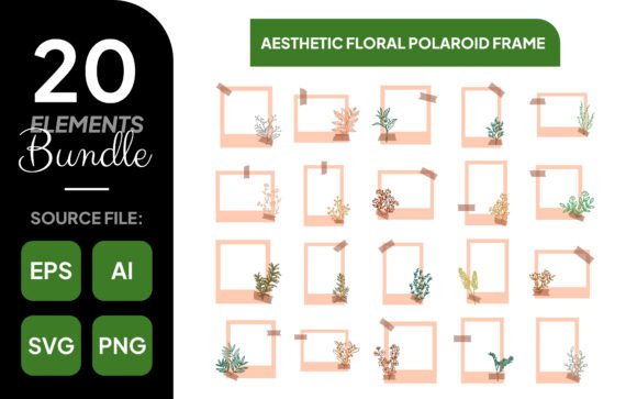 Aesthetic Floral Polaroid Frame Bundle vintage polaroid frame png transparent