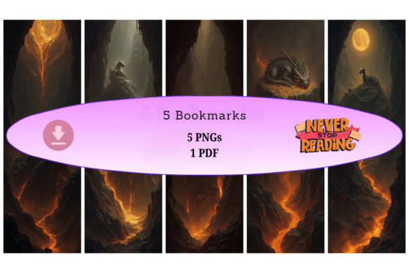 Dragon Cavern Bookmark Set vintage style aesthetic handmade bookmark