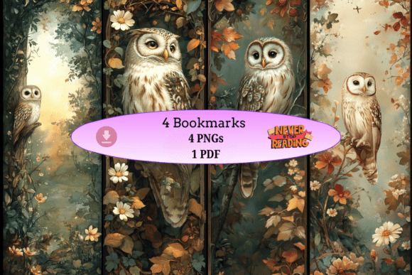 Autumn Owl Bookmark Set vintage style aesthetic handmade bookmark
