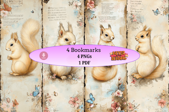 Vintage Squirrel Bookmark Set vintage style aesthetic handmade bookmark