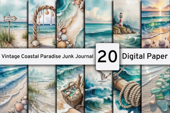 Vintage Coastal Paradise Junk Journals vintage ticket printable ephemera junk journal