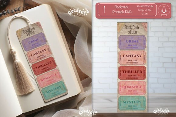 Book Club Ticket Bookmark Reading Genre vintage ticket printable ephemera junk journal