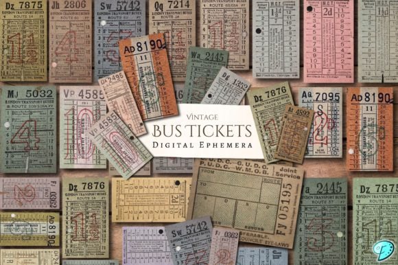 Vintage Bus Tickets Printable Ephemera vintage ticket printable ephemera junk journal