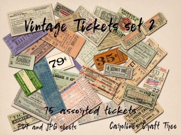 Vintage Tickets Set 2 vintage ticket printable ephemera junk journal