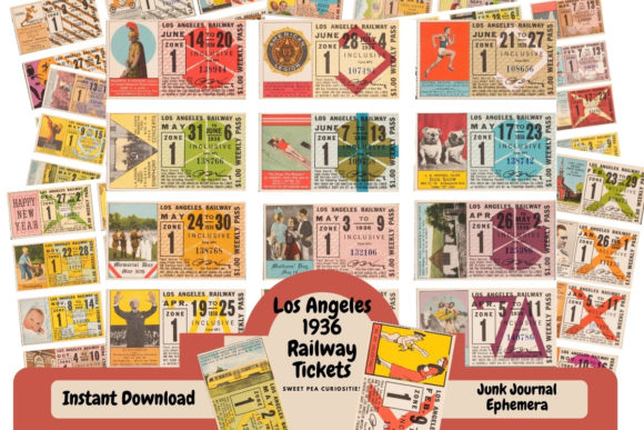 Vintage Railway Tickets vintage ticket printable ephemera junk journal