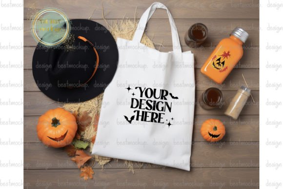 Vintage White Halloween Tote Bag Mockup vintage tote bag sublimation png design