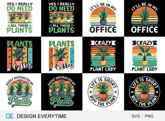 Retro Vintage Planting Design Bundle vintage tote bag sublimation png design