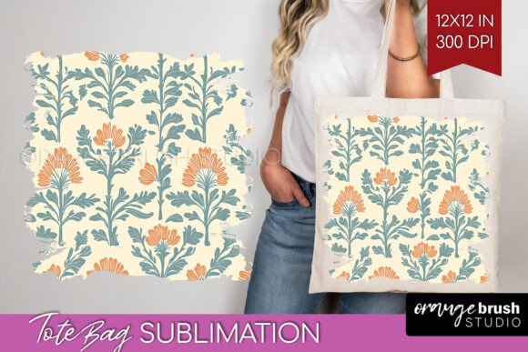 Vintage Flowers Tote Bag PNG Sublimation vintage tote bag sublimation png design