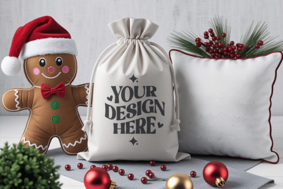 Christmas Santa Sack Mockup vintage tote bag sublimation png design