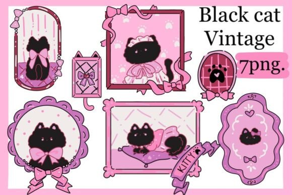 Black Cat Coquette Vintage vintage tote bag sublimation png design