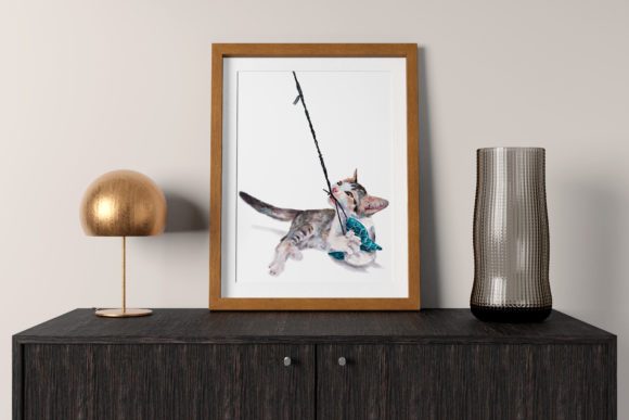 Kitten Enjoy Playing a Toy vintage wall art printable