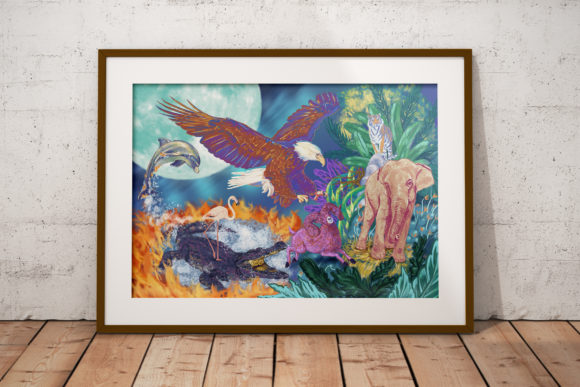 Wall Art of Fantasy Art of Wildlife vintage wall art printable