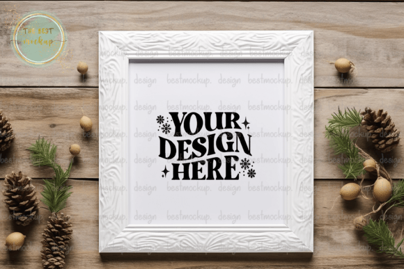 Vintage White Christmas Frame Mockup vintage frame white transparent png