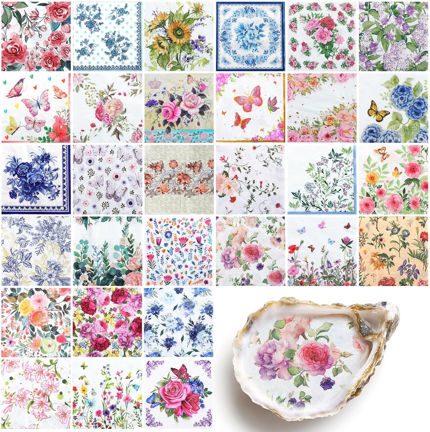 vintage floral decoupage paper napkins for scrapbook background embellishments