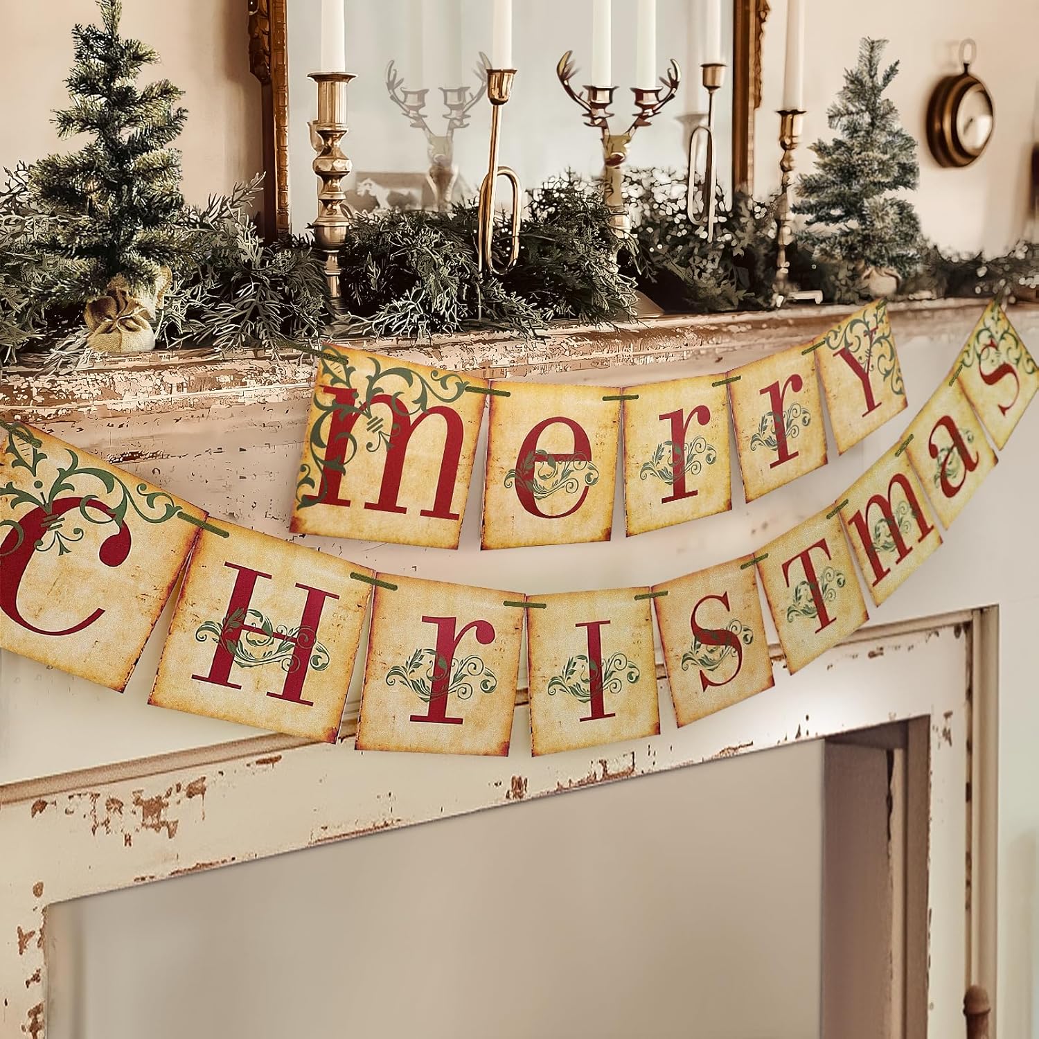 vintage xmas decorations merry christmas retro banner