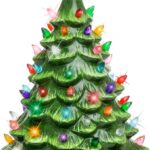 vintage ceramic xmas tree pre-lit hand painted