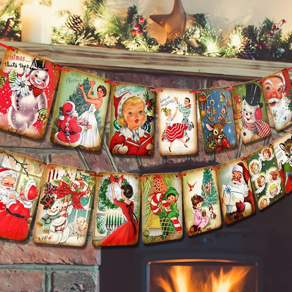 vintage xmas tree decorations traditional banner