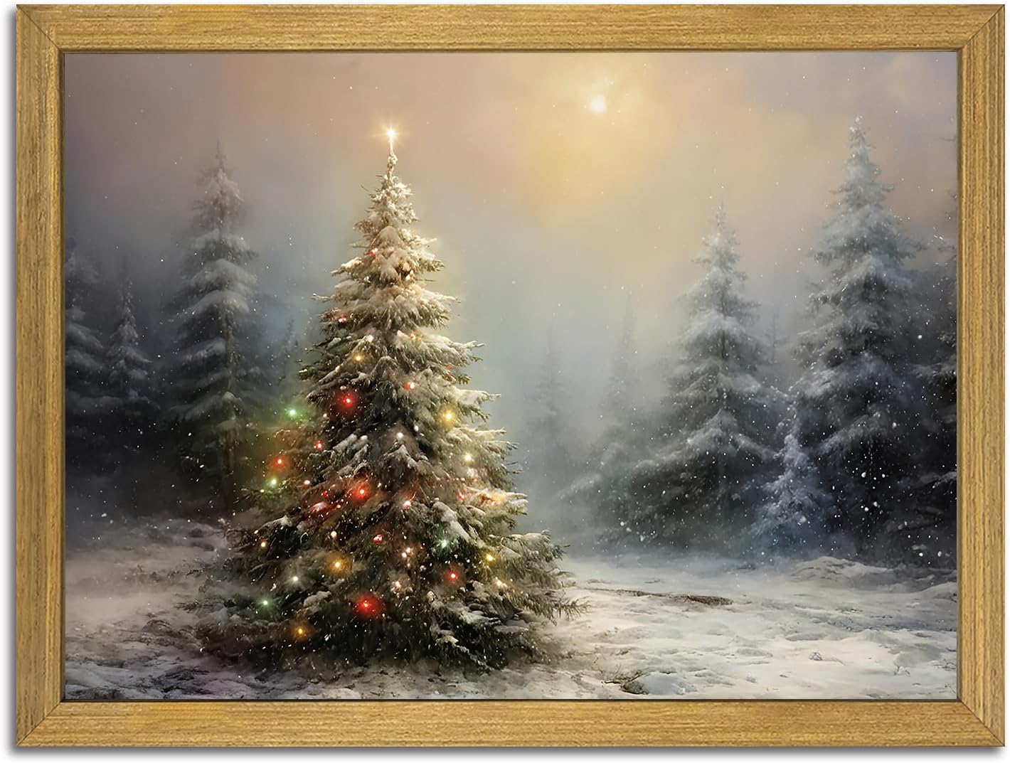 vintage xmas scenes pine tree canvas wall decor