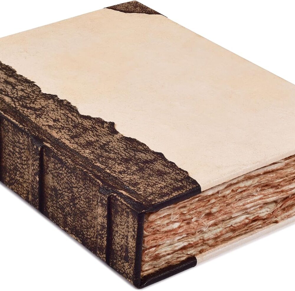 leather bound vintage journal deckle edge watercolor paper diy junk journal