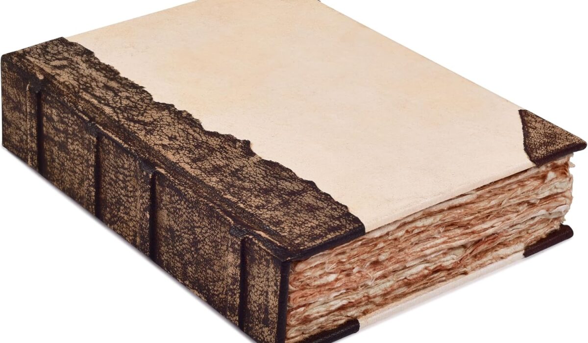 leather bound vintage journal deckle edge watercolor paper diy junk journal