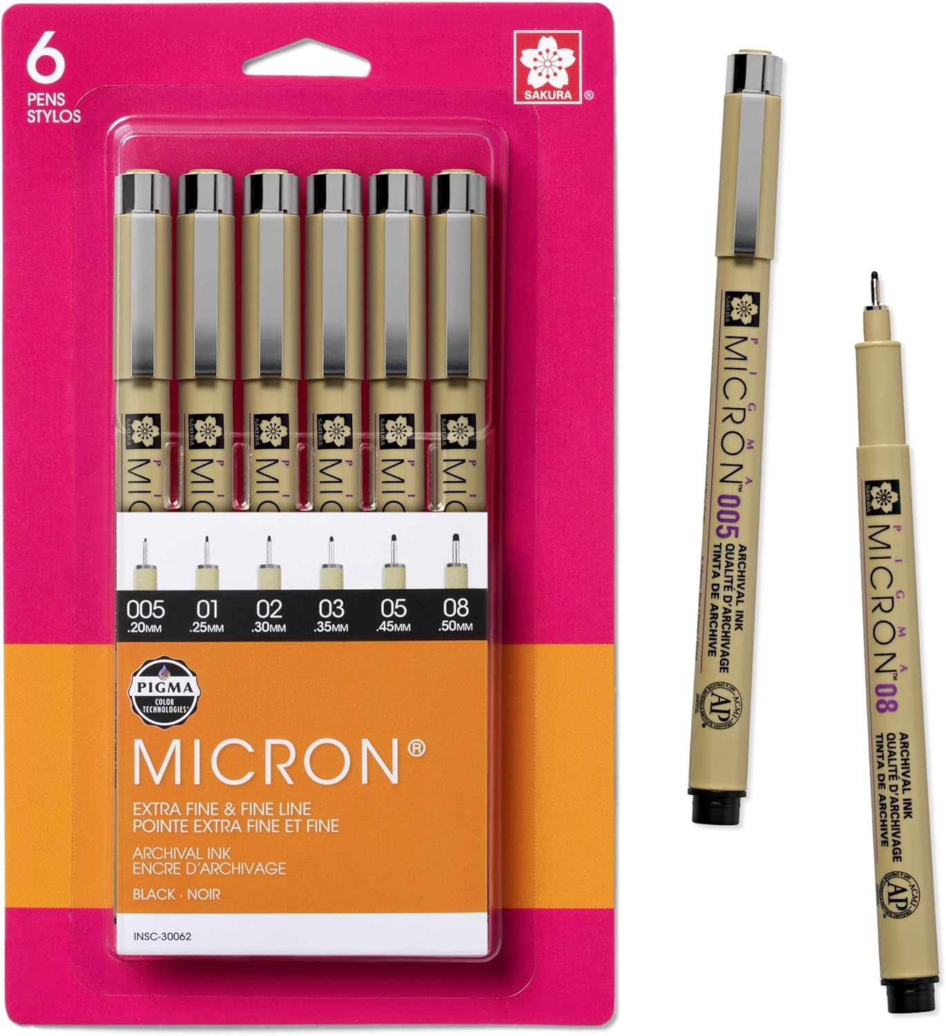 SAKURA Pigma Micron Fineliner Pens - Archival Black Ink Pens - Pens for Writing, Drawing, or Journal