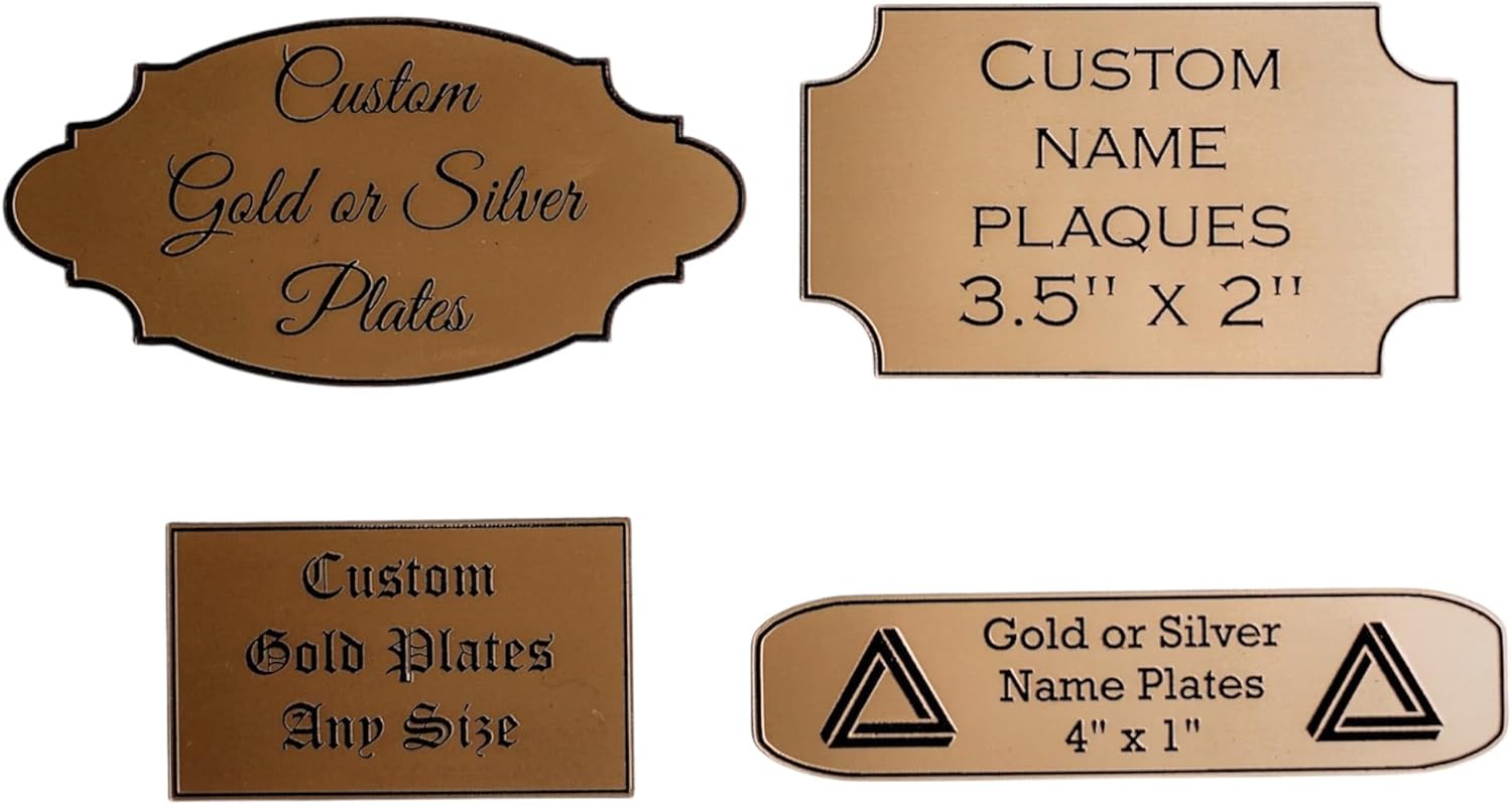 engraved vintage metal tag brass name plaque