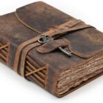 leather bound vintage journal deckle edge paper key closure