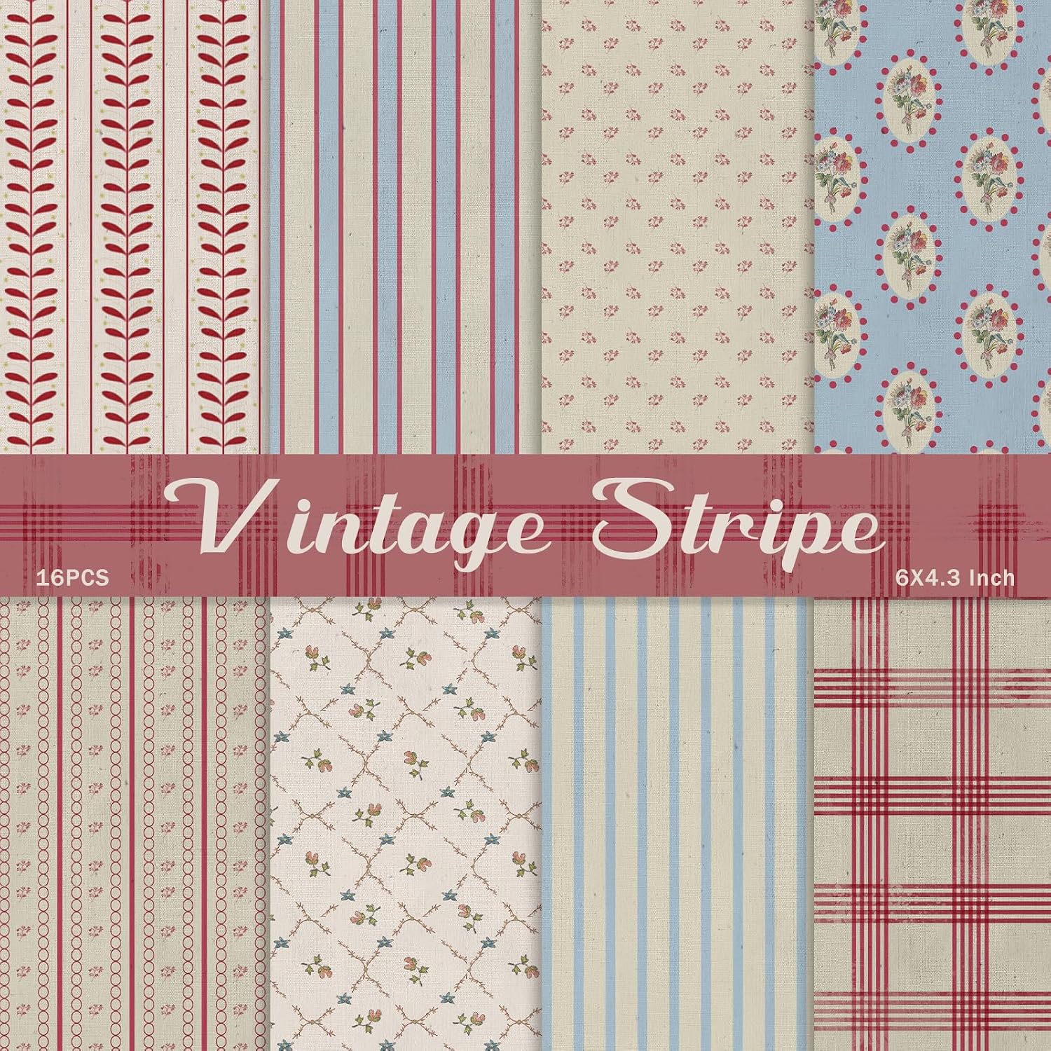 vintage stripe pattern scrapbook paper sheets for card making